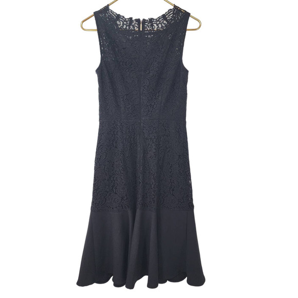 Karl Lagerfeld Black‎ Lace Tulip Hemline Sleeveless Dress Knee Length Size 2 - Picture 4 of 16